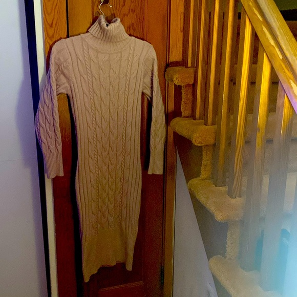 ZIWOCH Women's Turtleneck Bodycon Sweater Dress Long Sleeve SMALL PINK - Picture 1 of 1